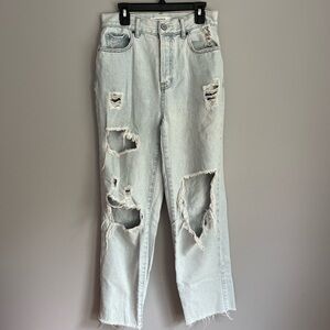 PacSun Light Wash Ripped High Rise Straight Jeans